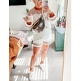 thumbnail image 6 of Women' s Striped 2 Piece Outfits Crewneck Knit Pullover Sweater Shorts Set Wide Leg Matching Set Loungewear, 6 of 8