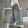 thumbnail image 6 of OSOLU Boys Jeans Straight Leg Casual Long Distressed Denim Pants Solid Color with Pocket Daily Wear Holiday Vibrant Trousers, 6 of 9