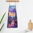thumbnail image 5 of Wukai Taxi Colorful Town Print Aprons Adjustable Bib Aprons Cooking Kitchen Chef Apron for Women and Men, 5 of 7