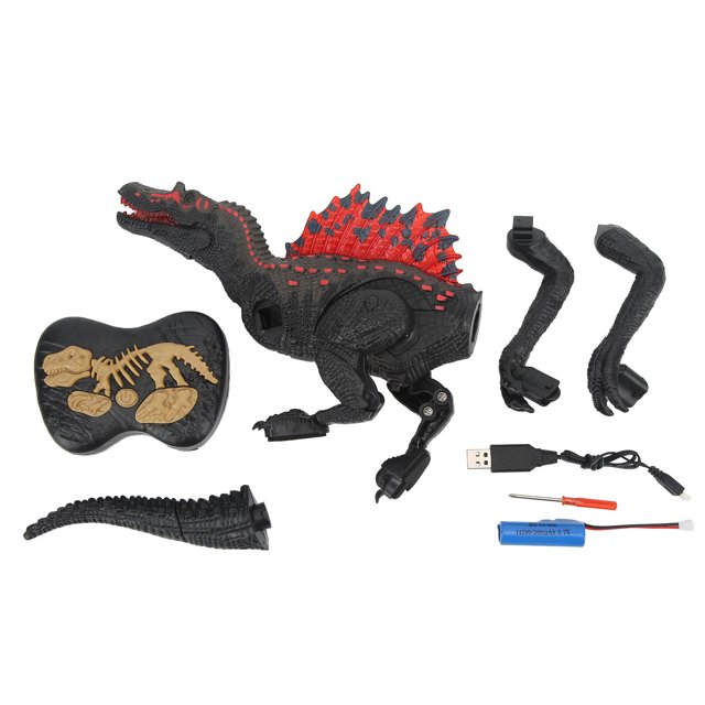 Juguete de dinosaurio de control remoto Realista 2.4G Control remoto eléctrico Simulación Spinosaurus Modelo de juguete para niños Niños Niñas Negro Batería única YUNYI BRAND Deportes