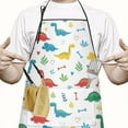 thumbnail image 2 of White Cartoon Dinosaurs Bones Leaves Apron-Garden Aprons for Women with Pockets-Cotton Linen Waterproof Kitchen Cooking Gardening Aprons Adjustable for Kitchen,Cooking,BBQ and Salon 33x27 Inch, 2 of 7