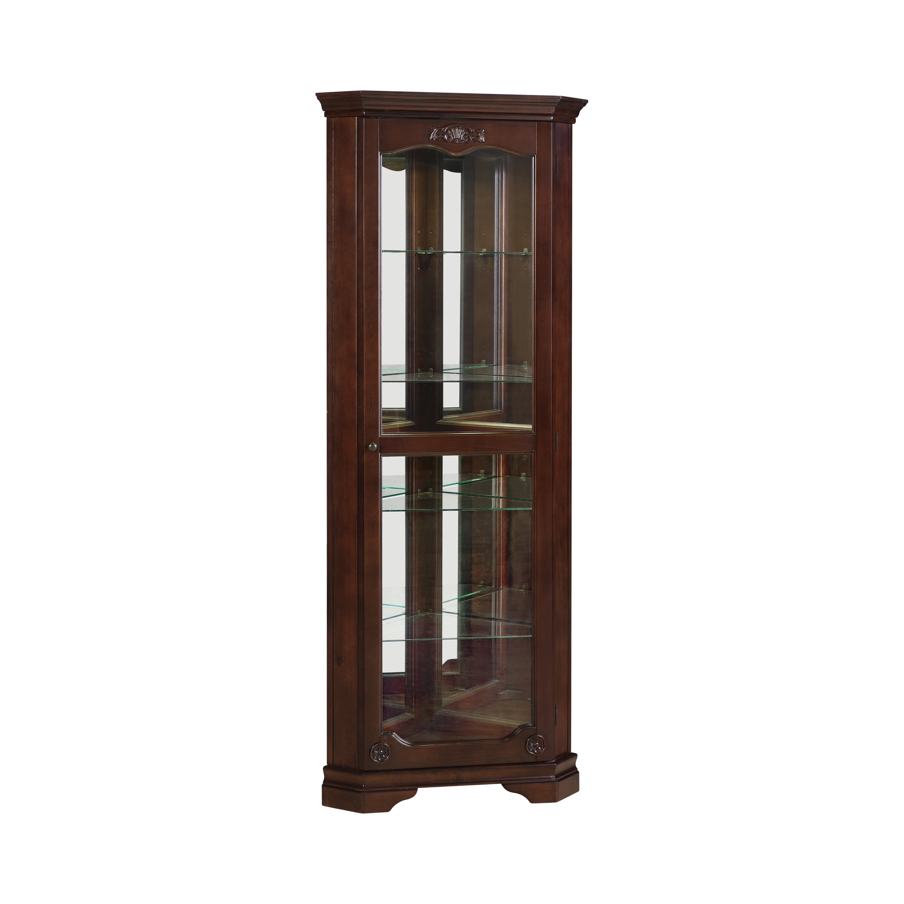 Coaster 950185 Warm Brown Oak Corner Curio Cabinet W/ Door Fronts 
