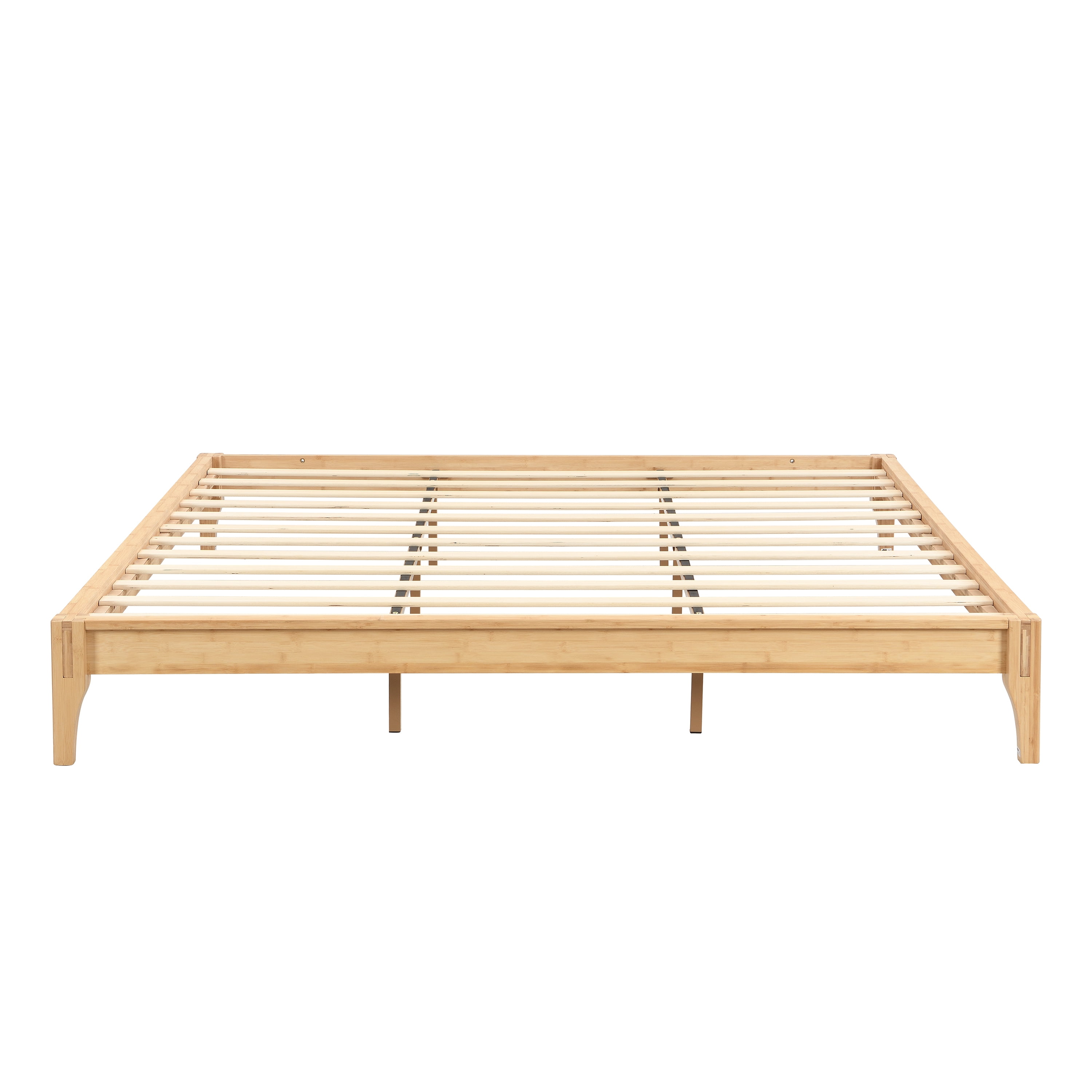 Euroco Dry Bamboo Wood Platform Bed Frame, 12 inch Height King Size Bed, Natural