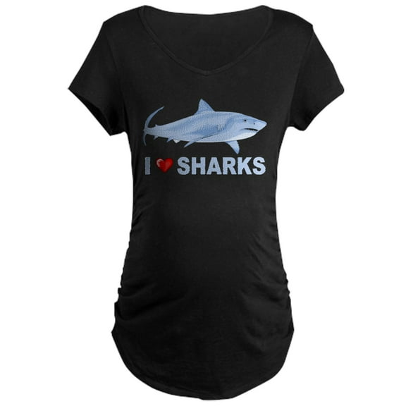 CafePress - I Love Sharks Maternity Dark T Shirt - Maternity Dark T-Shirt