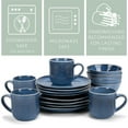 thumbnail image 3 of Elanze Designs Reactive Glaze Ceramic Stoneware Dinnerware 16 Piece Set - Service for 4, Cobalt Blue, 3 of 5