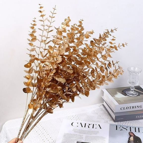 Gold Series Artificial Plants Leaf Eucalyptus Hydrangea Christmas Home Decoration Plastic Fake Floral Wedding Flowers Decorative