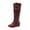 Wine, variant on Wensltd Knee High Boots Women Trendy Solid Color Round Toe Slouch Boots Comfortable Wedge Shoes Black
