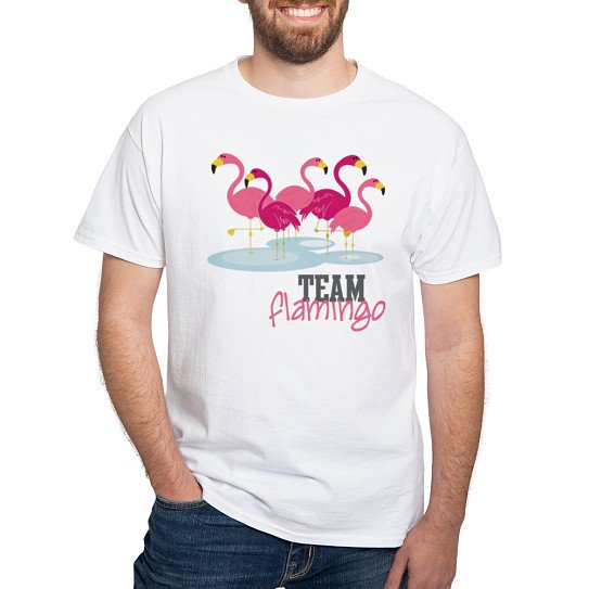 CafePress - Team Flamingo White T Shirt - Men's Classic Cotton T-Shirts