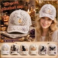 thumbnail image 2 of 2D Halloween Embroidered Baseball Cap for Women, Adjustable Cotton Hat with Witch, Ghost, Pumpkin & Bat Design(f), 2 of 7