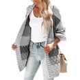 thumbnail image 3 of Kitsin Womens Long Sleeve Color Block Cardigan Striped Open Front Chunky Knit Slouchy Sweaters Outwear Coats, 3 of 6