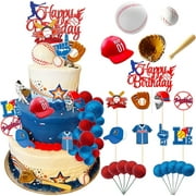 LaVenty 24 PCS PresNok Baseball Cake Decoration My Rookie Year Cake Decoration Baseball Birthday Decoration Baseball Birthday Party Supplies My Rookie Year