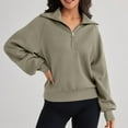 thumbnail image 3 of Aloohaidyvio No Boundaries Women's Casual Half Zip Sweatshirts Long Sleeve Solid Color Pullover Jackets 2024 Fall Outfits Winter Y2K Clothes, 3 of 5