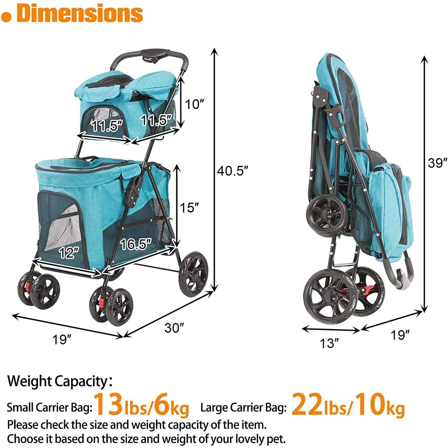 Pefilos 39" 4 Wheels Pet Stroller Dog Cat Cage Jogger Stroller for Medium Small Dogs Cats Travel Folding Carrier Puppy Stroller, Blue Pefilos 39" 4 Wheels Pet Stroller Dog Cat Cage Jogger Stroller for Medium Small Dogs Cats Travel Folding Carrier Puppy Stroller, Blue