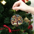 thumbnail image 6 of Funny Christmas Ornament,Stained Glass Window Featuring The Tree Of Life,Xmas Round Ceramic Pendant, 6 of 6