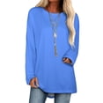 thumbnail image 6 of Plain Solid Blueberry-100 Shades Of Blue On Ozcushions Lotus Leaf Neck T-Shirt Long Sleeve Printed Fall T Shirts Women Spring, 6 of 6