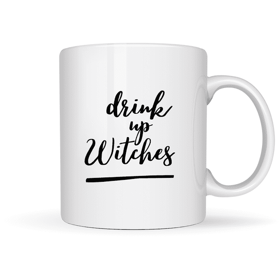 Set of 2 Halloween Mugs – Drink Up Witches & Happy Halloween – Ceramic Coffee Cups with Witchy Script, Bats & Spider Web – Spooky Sips™ Collection