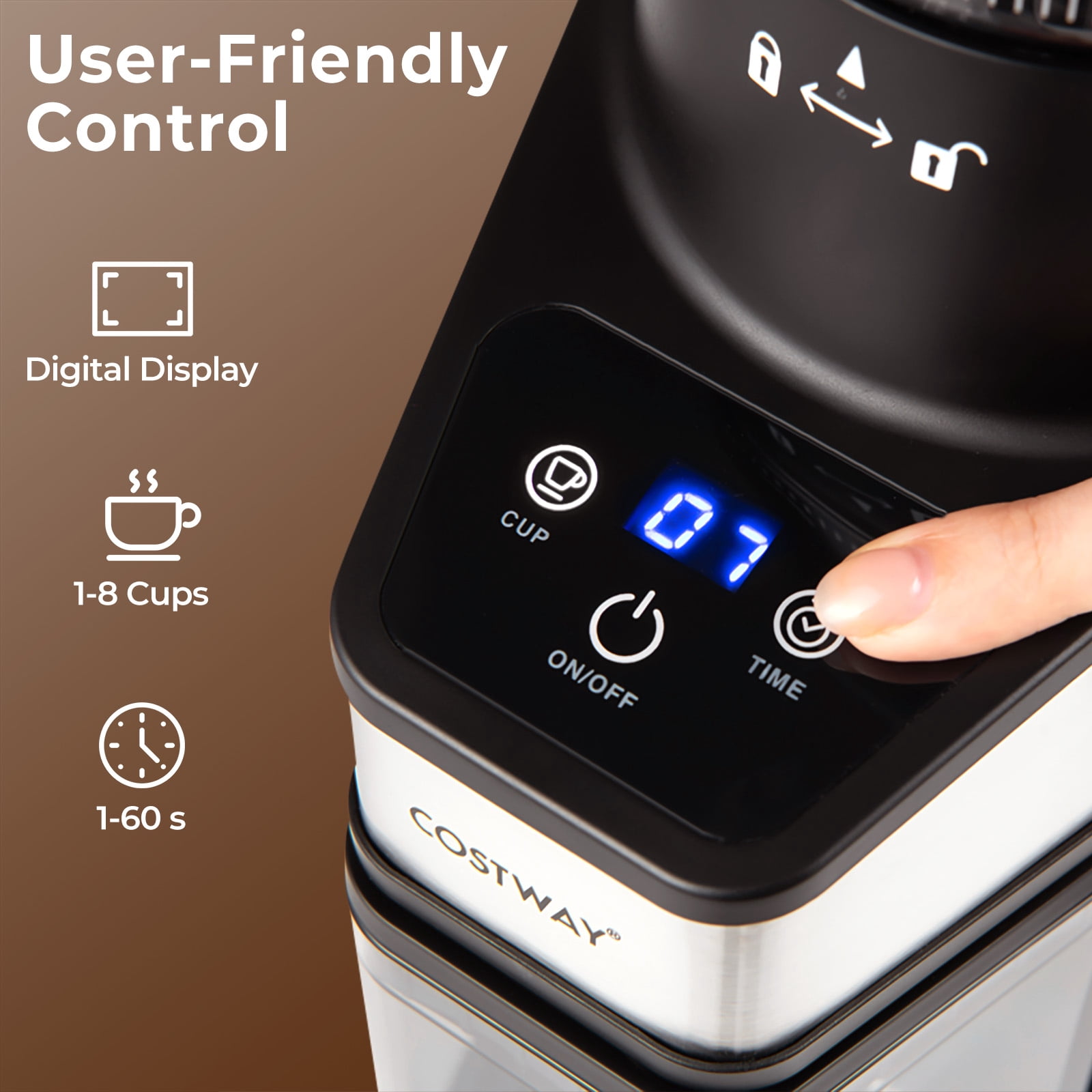 Costway Coffee Grinder, Electric Coffee Bean Grinder with 60 Precise Grinding Settings