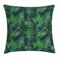 thumbnail image 1 of Leaf Throw Pillow Cushion Cover, Watercolored Old Design Print of Palm Tropic Exotic Forest Leaves, Decorative Square Accent Pillow Case, 24 X 24 Inches, Dark Green and Forest Green, by Ambesonne, 1 of 2