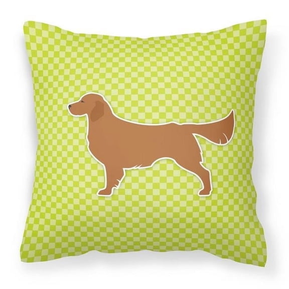 Carolines Treasures BB3804PW1818 Golden Retriever Checkerboard Green Fabric Decorative Pillow