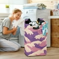 thumbnail image 5 of Yayeee Freestanding Laundry Hamper with Handle Collapsible Large Storage Basket for Clothes, Purple Wave Pattern, 5 of 7