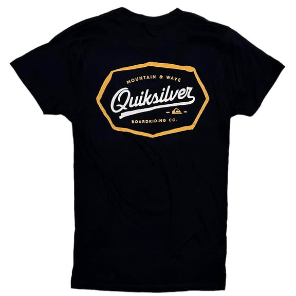 Quiksilver Men's Mountain & Wave Logo Graphic Print Tee T-Shirt (Small, Black)