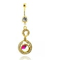 thumbnail image 2 of 14g (1.6mm) Stainless Steel Gold Cubic Zirconia Dangle Belly Ring Navel Piercing Body Jewelry, 2 of 2