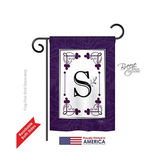 Breeze Decor 80019 Classic S Monogram 2-Sided Impression Garden Flag - 13 x 18.5 in.