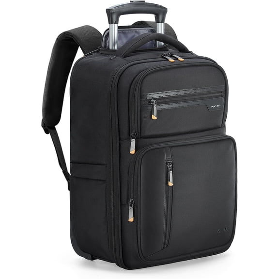 Leke Airline Approved Rolling Carry On Backpack For Men And Women With Wheels, Black Fits 15.6 inch Laptop