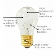 Oven Light Bulb 40 Watt Appliance Light Bulb, High Temperature 300 Degree Resistant Appliance Bulb for Oven, Stove, Refrigerator, Microwave E26 Medium Base, A15 (2-Pack)