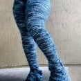 thumbnail image 5 of ZHOUCHANKIDS Stacked Pants for Women Leggings Bell Bottom Pants Fuzzy High Wasited Colorful Strip Club Outfits Sweatpants Blue M, 5 of 7