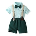 thumbnail image 2 of Bearichfupo Toddler Boys Short Sleeve Prints T Shirt Tops Suspenders Shorts Child Kids Gentleman Outfits 18-24 Months, 2 of 5