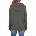thumbnail image 4 of Women's Ribbed Knit Hoodies Half Button V Neck Drawstring Hooded Sweatshirt Long Sleeve Loose Casual Pullover Tops for Fall Winter Gray, 4 of 6