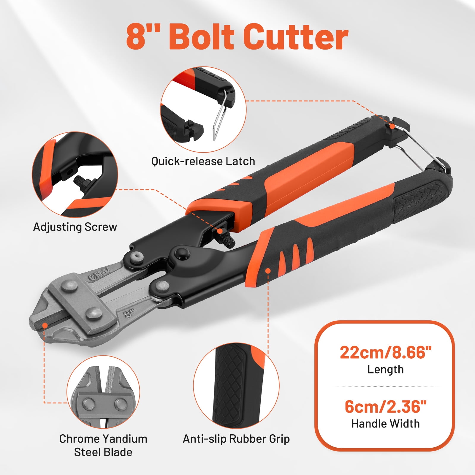 SPBTAR Bolt Cutter Pliers Set 3Pcs, 14" Heavy Duty Bolt Cutter, 8" Mini Bolt Cutter, 8" Wire Cable Cutter with Carrying Bag, CR-V Blade, Easily for Cutting Locks, Chains, Iron Wire