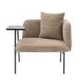 thumbnail image 5 of Lounge Accent Chair with Small Table and Pillow, Modern Upholstered Single Sofa Armchair with Side Pockets and Metal Legs, Reading Seating for Bedroom Home Office, Khaki, 5 of 11