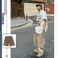 thumbnail image 3 of Casual Shorts Street Washed Distressed Raw Hem Ripped Denim Retro Men Clothing Summer Loose Straight Knee Length Solid Pants, 3 of 5