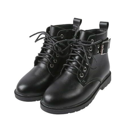 

Toddler Kids Autumn Winter New Girls‘ Leather Zipper Martin Boots