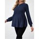 thumbnail image 4 of - playera de mernidad para mujer, cuello redondo, punto acanalado, manga larga, peplum, 4 of 5