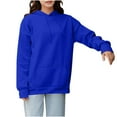 thumbnail image 2 of Tops for Women Plus Size Long Sleeved Solid Color Hooded Sweatshirt 1-Blue M, 2 of 6