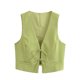 thumbnail image 3 of HH TRAF Conjunto de 2 piezas formado por camiseta sin mangas y chaleco corto, cuello en V, con cordones y cintura alta, informal, ajustado y con falda larga, para mujer, 3 of 5