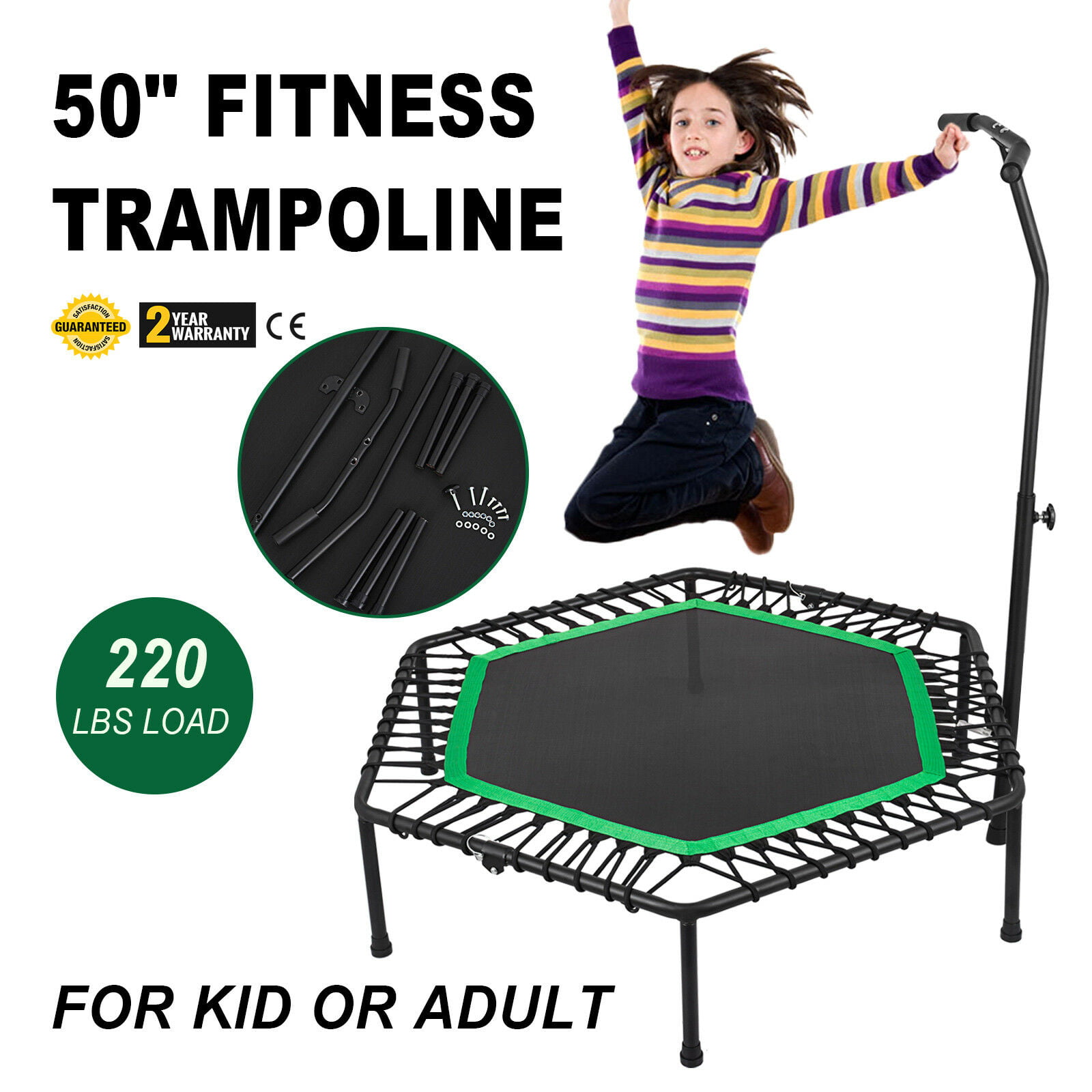 50inch Exercise Fitness Trampoline Jump Training Steel Frame Rebounder Gym 