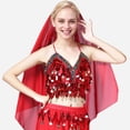 thumbnail image 4 of Minnieouse Traje de danza india ajustable, sujetador envuelto en el pecho con borlas, Top para entusiastas de la danza, puesta en escena Prendas para la parte del cuerpo Rojo, 4 of 6