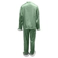 thumbnail image 5 of Satin Pajama Set for Women Button Solid Color Print Long Sleeve Top And Pant Pj Set Sleepwear Soft 2 Piece Outfits Loungewear Sets Green L, 5 of 5