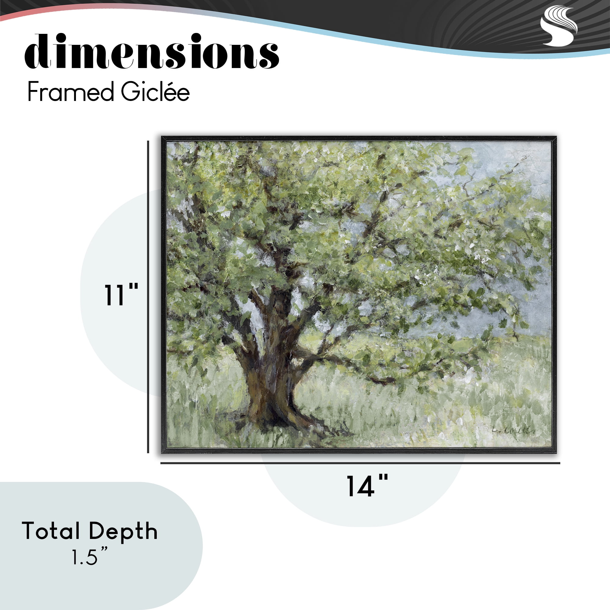 Stupell Industries Summer Oak Splendor Landscape Black Framed Giclee Art, design by Lanie Loreth