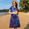 thumbnail image 4 of Balery Starry Sky Turtle Vestidos sueltos de manga corta para mujer, vestidos de verano 2025, vestidos casuales de corte A con vuelo., 4 of 6