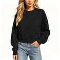 thumbnail image 5 of Horkkom Sweatshirt for Women Long Sleeve Solid Color Crewneck Sweatshirt Casual Pullover Cropped Sweatshirts, S-2XL, 5 of 7