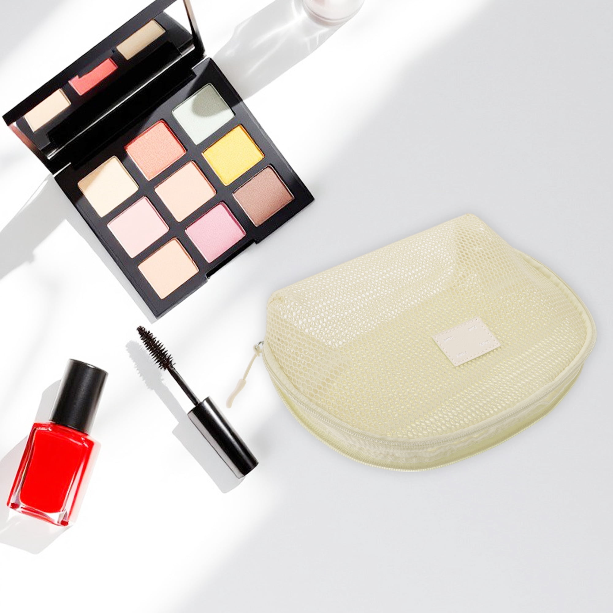 Unique Bargains 1 Pc Mesh Hand-held Sundries Makeup Bag White 9.84in