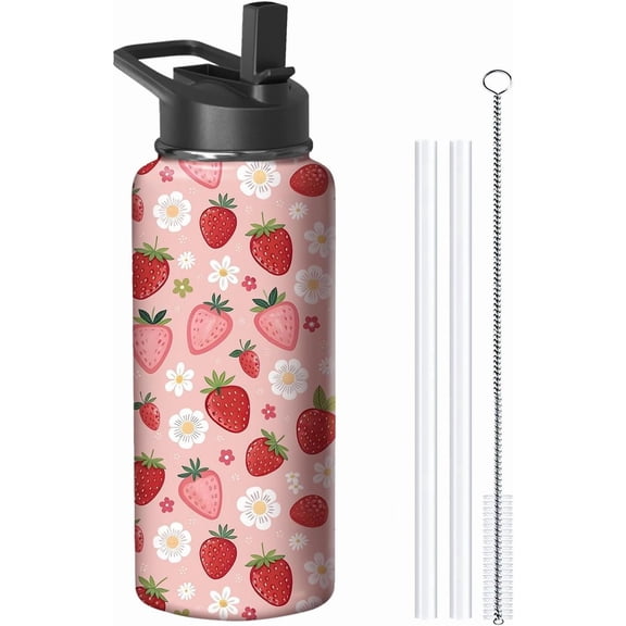 32oz Corgi Water Bottle with Handle and Flip Straw, Dog Animal Sports Stainless Steel Insulated Cup Travel Coffee Mug Tumbler, Birthday Mothers Day Chritmas Gifts for Women