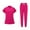 A02-Hot Pink, variant on QATAINLAV Scrubs Suit Set for Women Stretchy V Neck Short Sleeve Top and Straight Leg Joggers Pants 2 Piece Sets Medical Scrubs Nursing Uniform Army Green,L