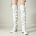 thumbnail image 2 of Pandaie Women's Thigh High Boots Chunky High Heel Slouchy Over the Knee Boots Pointed Toe Sexy Fashion Dress Fall Winter Long Boot White 8, 2 of 6
