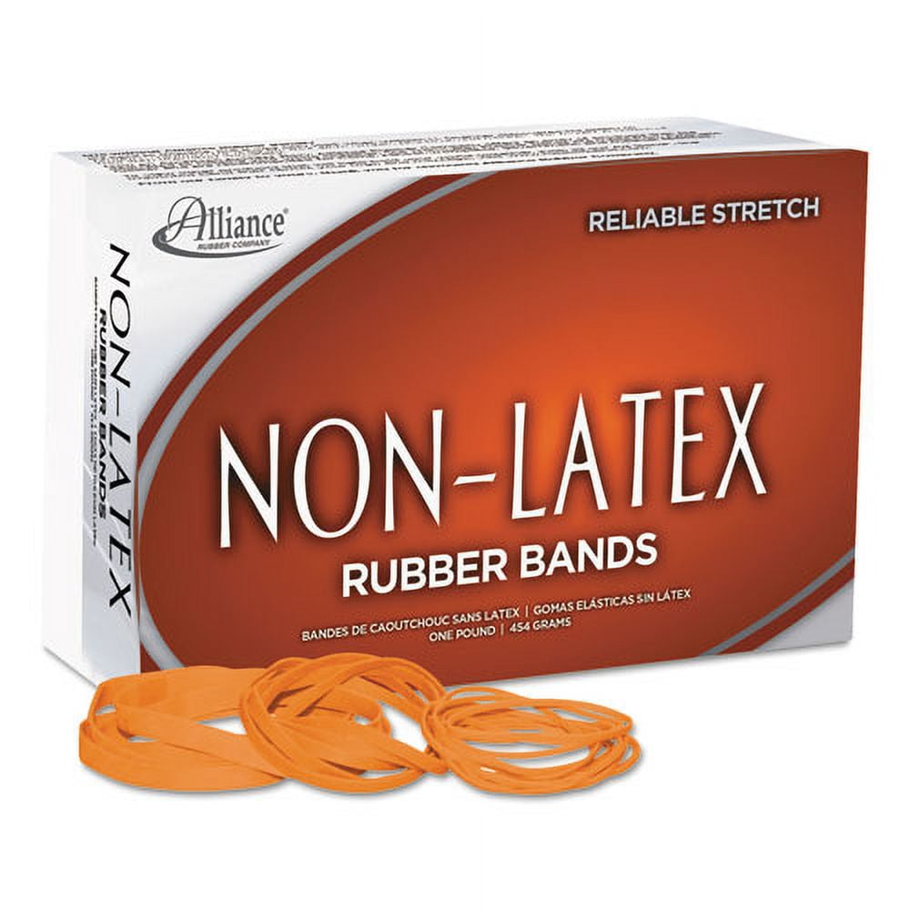 Non-Latex Rubber Bands, Size 54 (assorted), 0.04" Gauge, Orange, 1 Lb Box | Bundle of 5 Boxes